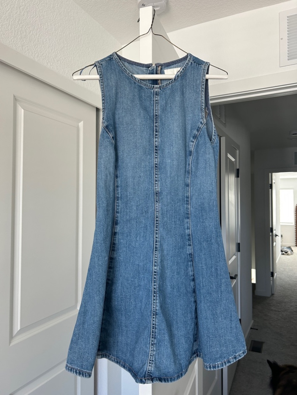 Zara Sleeveless Denim Mini Dress in Blue